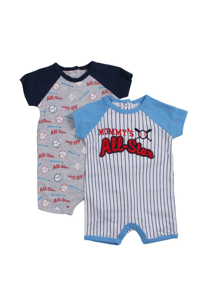 Mother's Choice By Styli Pack of 2 - Stripe Ball Print Baby Short Romper