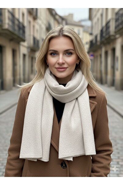 Axesoire S014 Ekru Puf Šal Šal 40x180 cm