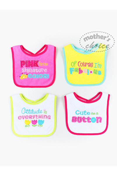 Mother's Choice By Styli Pack of 4 - Dribble Proof Bib with Terry Embroidery