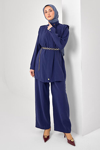 benguen طقم حجاب مزدوج N7202 باللون الأزرق الداكن