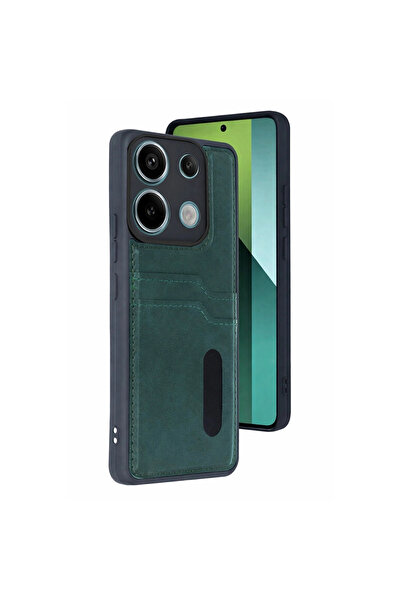 eco port حافظة جلدية لهاتف ريدمي 15c 4G مع حامل بطاقة سارا - أخضر