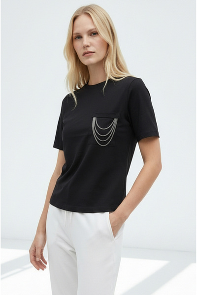 Allyco cu accesoriu tip lanț Regular cu buzunare din material subțire Tricou ...