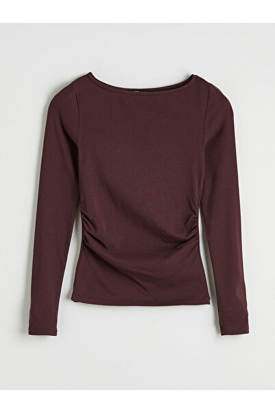 LC Waikiki Ozmarka New Season Boat Neck Gathered Women's Bodysuit