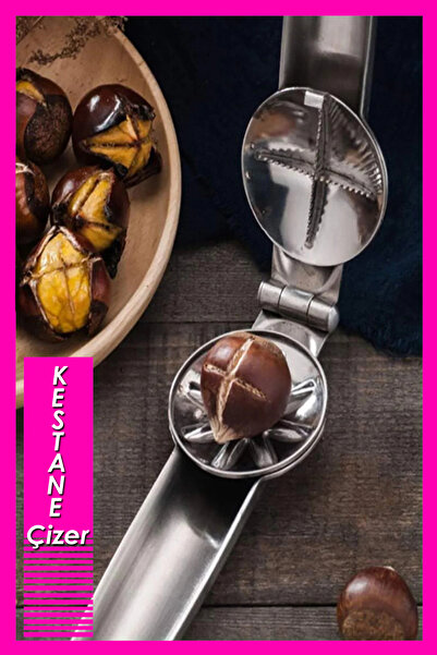 FeyzaDesign Gümüş Renkli Metal Kestane Çizici, Kestane Kesme Aleti