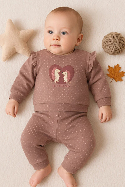 Generic Brand Hedgehog Embroidered 100% Cotton 2-Piece Baby Girl Set