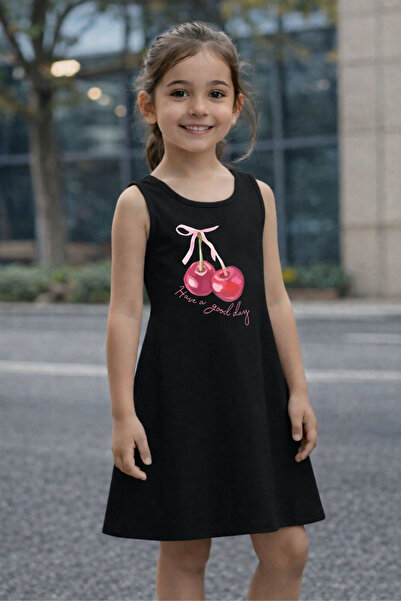 CACTUS COLLECTION Rochie de vară pentru fete cu imprimeu cireșe