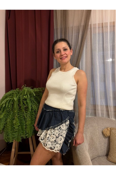 Yasminyes Özel dikim özel tasarım tek parça denim etek