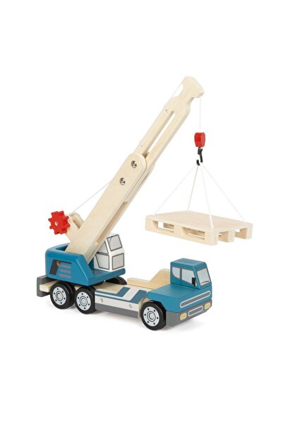 Small Foot Camion cu macara și palet din lemn, Small Foot, 2 ani+