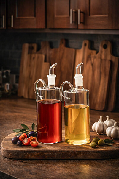 Porsima 408 2-Piece Square Borosilicate Glass Oil Pot Oil Container Vinegar C...