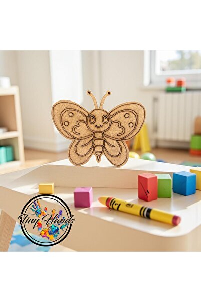 tiny hands 1 Adet Kelebek Figürü Ahşap Boyama Kendin Boya Okul Çocuk Etkinliğ...