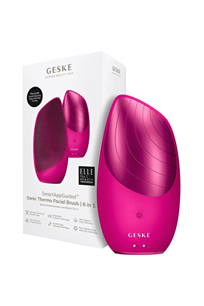 Geske Sonic Thermo Facial Brush 6 in 1 Sonic Skin Cleansing Device Magenta