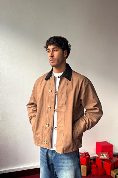 Flaw Wear Buttoned Oversize Jacket Brown