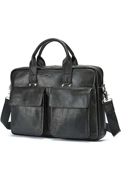 JERMYN'S Sunderland black genuine leather laptop bag