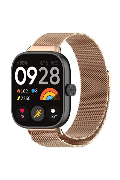 bbtech Xiaom Redmi Watch 4/5-Mi Band 8/9 Pro Uyumlu Milanes Metal Hasır Kordo...