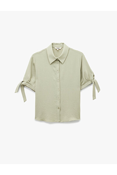 Koton Πουκάμισο από ύφασμα Aerobin με λεπτομέρεια δεσίματος και κοντό μανίκι ...