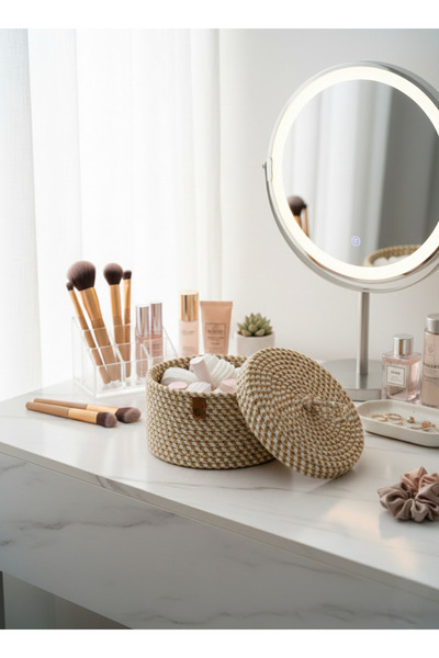 Rhythm London Textile Juta, pletena korpa sa belim poklopcem, Ručno tkano , v...