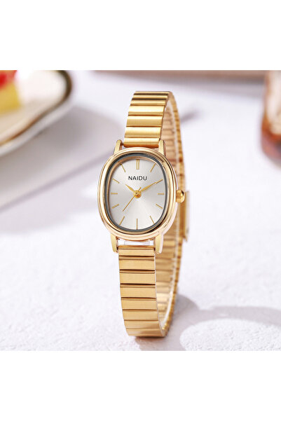 NAIDU Women's Oval Gold Watch Minimalist White Dial Flexible Stainless Steel ...