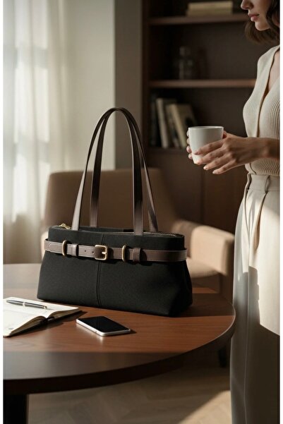 Yumak Dekor Grup Koža Sa detaljem kaiša crna Antilop luksuzna Torba za rame