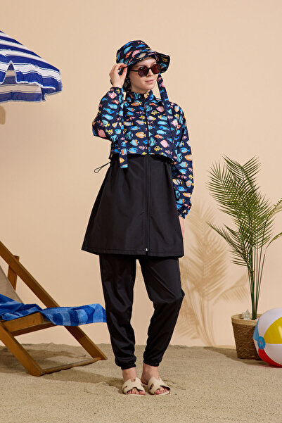 GAVLİA Women's Hijab Swimsuit Set of 5, Full Coverage with Zipper..