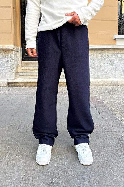 Flaw Wear Elastic Waist Trousers Navy Blue