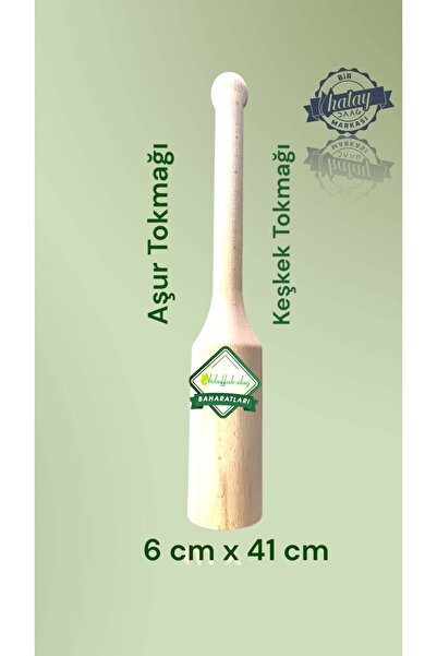 FeyzaDesign Hatay Yöresel Doğal Ahşap Aşur Buğday Döğme Keşkek Tokmağı