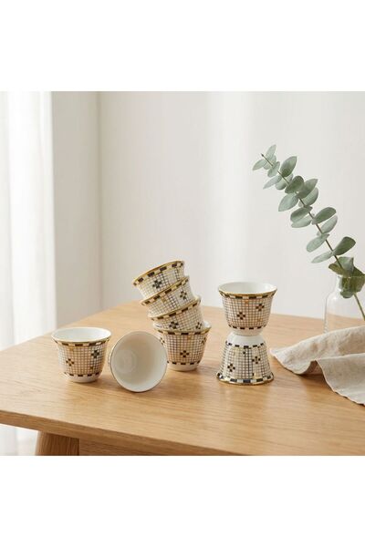 Danube Home Brewelle 12-Piece Bone China Cawa Cup Sets - 80ml, Durable Cups S...