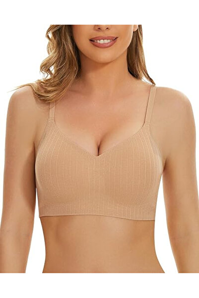 OEM Seamless elastic body compression bra, cream 2XL