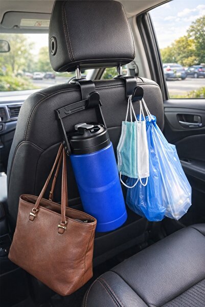 poswicon Car Interior Organizer Hook Set 4 Pieces – Seat Back Bag & Phone Hanger