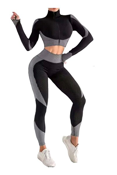 SOLOBUY Breathable Fitness Yoga Set, Gym, Zipper Top, Athletic, Sports, Outfi...