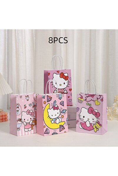 Choice4 8pcs 4/8pcs Hello cute Kitty Gift Bags Sanrio Cartoon Design Kraft Pa...