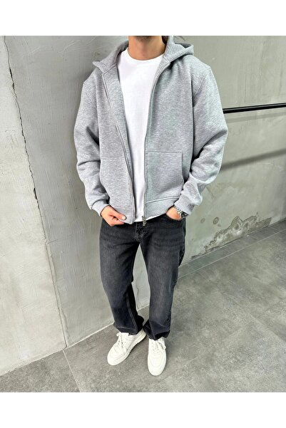 DIFRANSEL JEANS Erkek Kapüşonlu Basic Sweatshirt