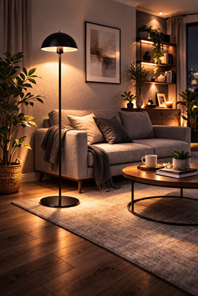 ARTILED Mantar Başlıklı Metal Lambader - Modern Köşe Aydınlatması - Dekoratif...