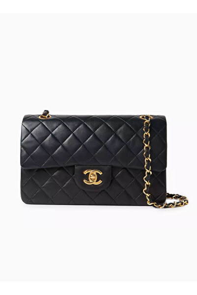 CHANAL حقيبة صغيرة كلاسيكية مزدوجة الغطاء من جلد الخروف، من ثمانينيات القرن ا...