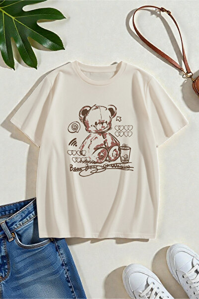uyguntarz Unisex Bear Bear Printed Design Tshirt