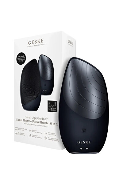 Geske Sonic Thermo Facial Brush 6 in 1 Sonic Skin Cleansing Device Black