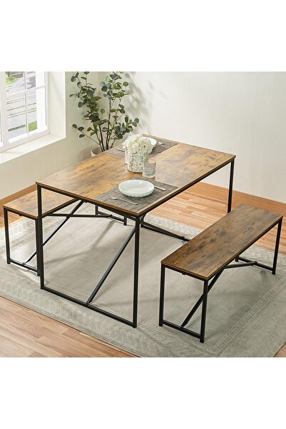 Zztcmp Kitchen Table with 2 Benches,3-Piece Dining Table Set,Suitable for hom...