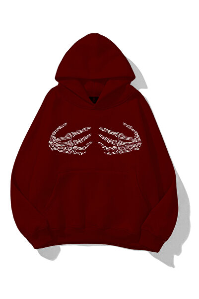 Flaubert -Unisex Lines Printed with Stones on the Hand Sweatshirt 3 Thread Co...