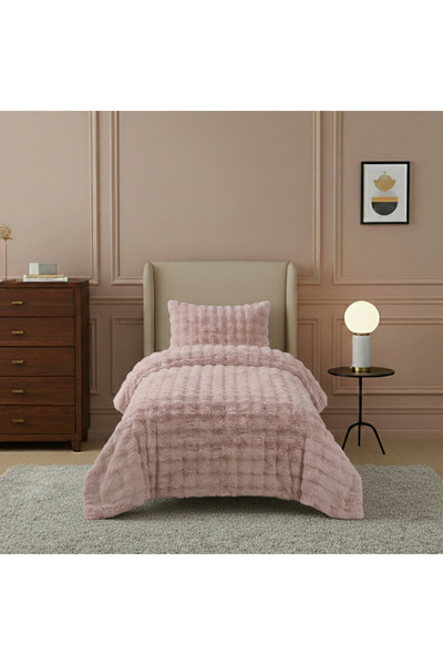 LALHOME Loria Plush Bedspread Single Pink