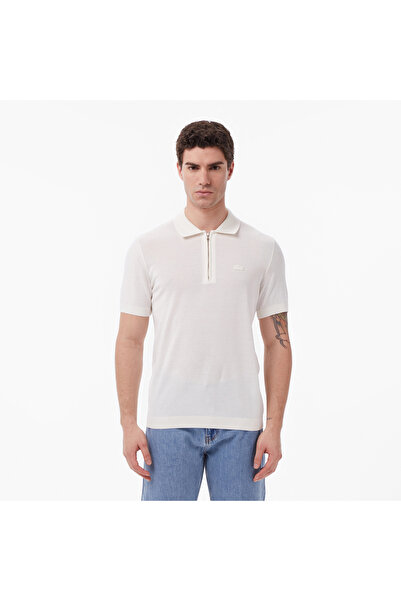 Lacoste Erkek Classic Fit Kısa Kollu Polo Yaka Krem Triko