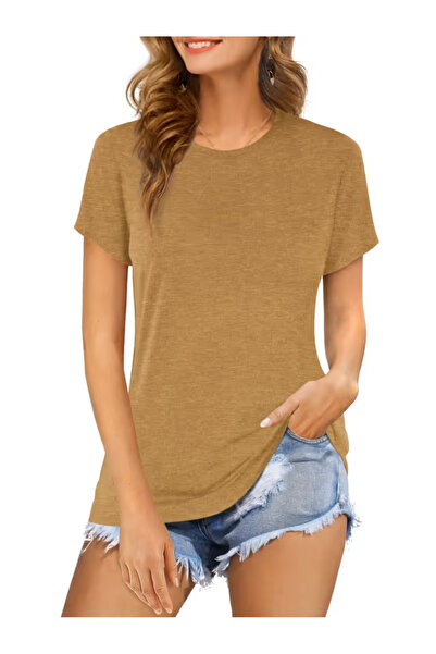 Beluring Tricou de vară pentru femei, maro, mărimea L