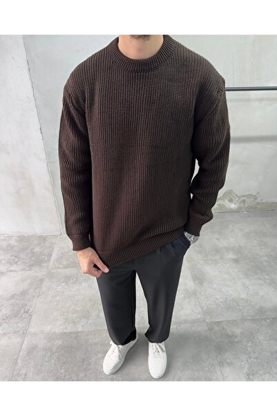 DIFRANSEL JEANS Men's Crew Neck Oversize Knitwear Sweater