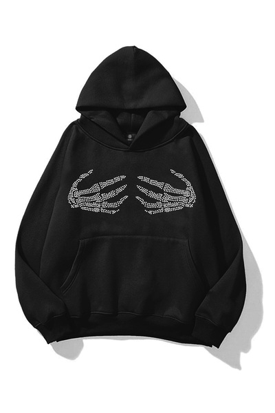 Flaubert -Unisex lines with stones cu imprimeu el Sweatshirt 3 iplik compact ...