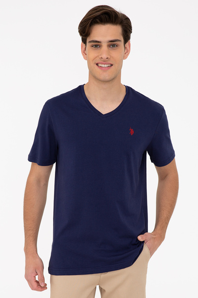 U.S. Polo Assn. Men's Navy Blue Basic V-Neck T-Shirt 50232305-Vr033