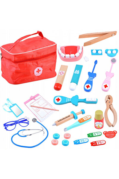 Matadi Tiny Doctor dentist medical kit set, made of wood, includes stethoscop...