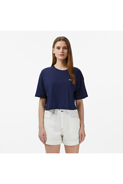 Lacoste Kadın Bisiklet Yaka Lacivert T-Shirt
