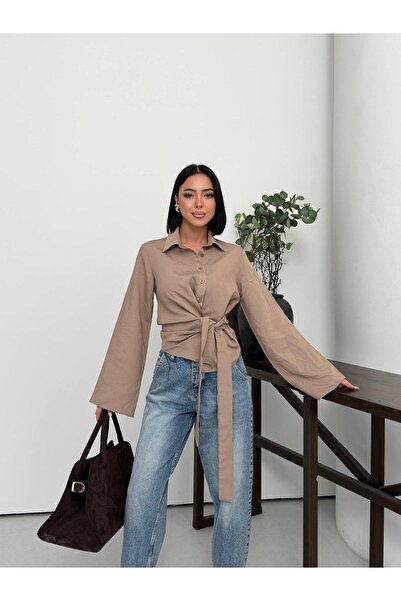 ALVOR قميص مودال إسباني بأكمام جانبية مربوطة