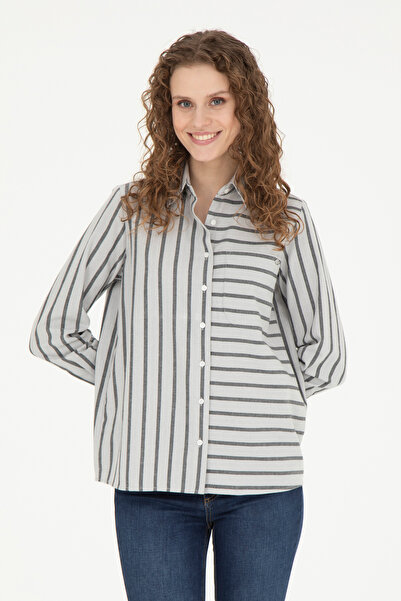 U.S. Polo Assn. Women's Gray Melange Long Sleeve Shirt 50257001-Vr086