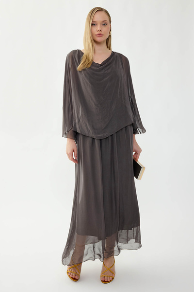 Vitrin Lined Long Silk Dress