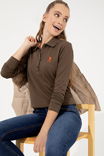 U.S. Polo Assn. Women's Coconut Polo Collar Basic Sweatshirt 50256259-Vr153