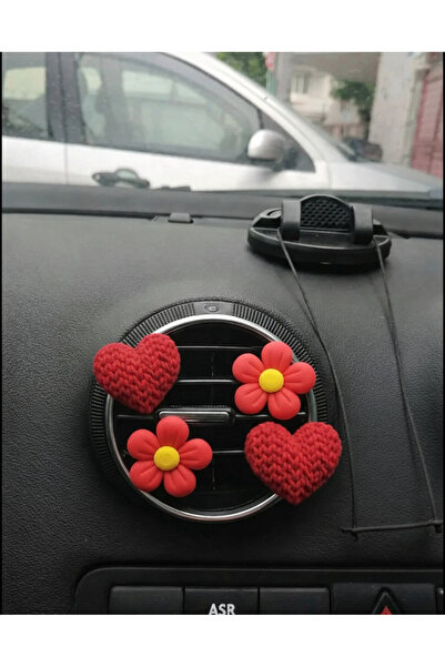 Çiçek Antalya زينة مكيف هواء السيارة على شكل قلب وزهرة باللون الأحمر - 2 قلب ...